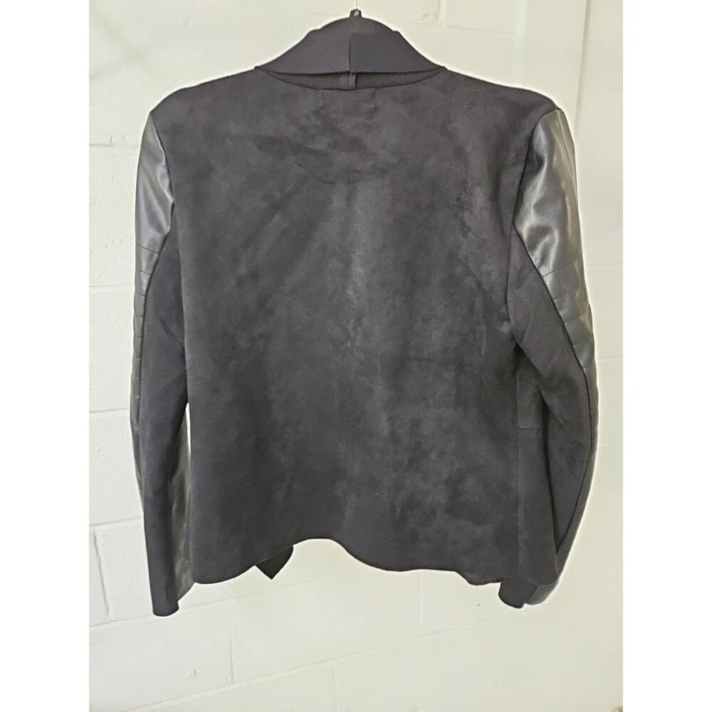 NWT! Bagatelle Collection Faux Suede Leather Drap Collar Open Jacket - Picture 6 of 13